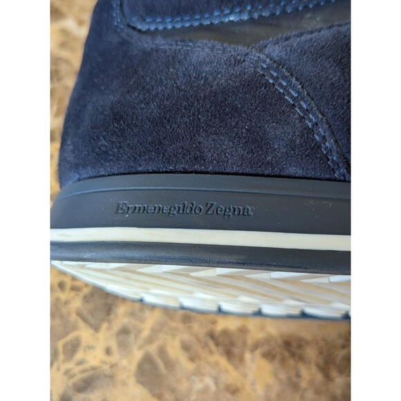 Ermenegildo Zegna Men Shoes Black Suede Navy Leather Sneaker Made in Italy 9 US main image 10
